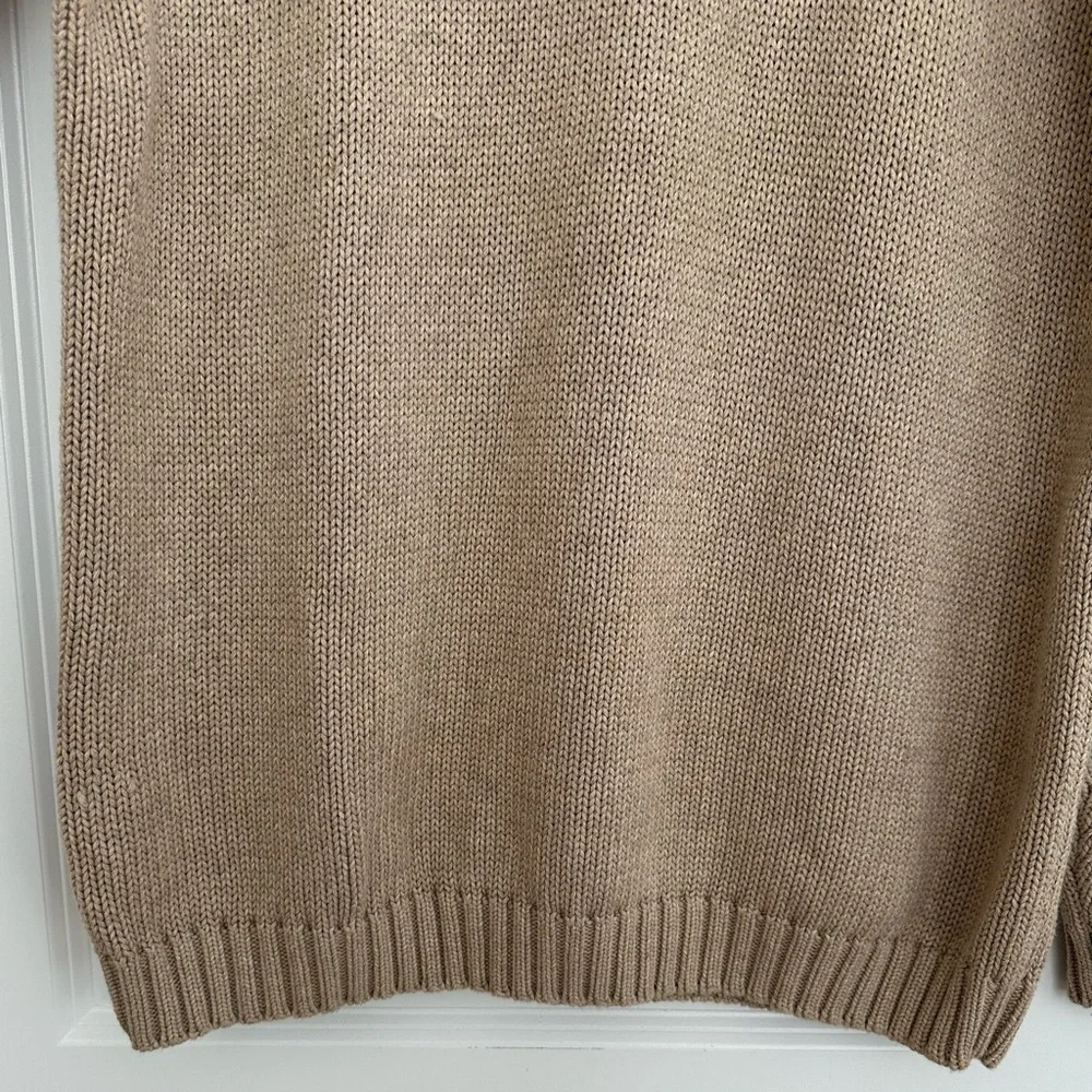 L.L.Bean Fall Tan / Taupe 100% Cotton Crewneck Knit Sweater